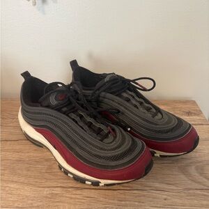 Nike Air Max 97 Running Gray/Black and Burgundy Sneakers 9.5
